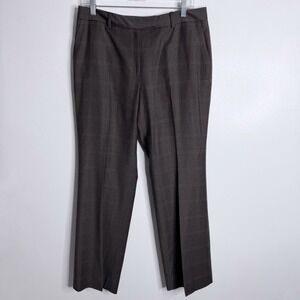 Brooks Brothers Women's 346 Wool Glen Check Plaid Pants 12 Petite Lined Gray